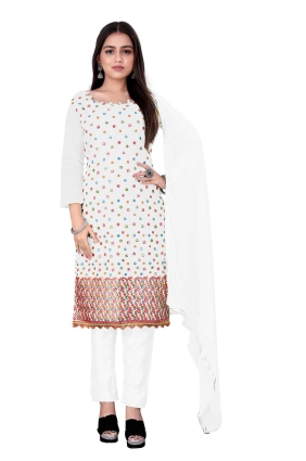 White Chanderi Salwar Kameez in Embroidered SK153342