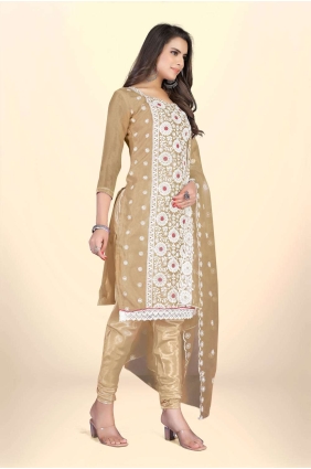 Beige Organza Salwar Kameez with Embroidered SK153349