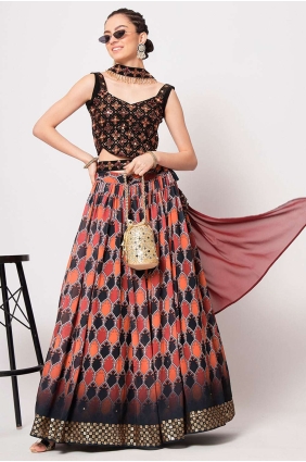 Lehenga Choli in Multicolor Georgette with Printed LCU6915