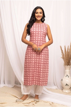 Pink Digital print Kurti in Cotton KTI2307