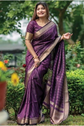 Saree Purple Tussar silk with Weaving SR26465