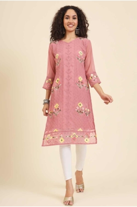 Chikankari Georgette Gajri Kurti KTI2493