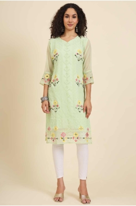 Pista Kurti in Chikankari Georgette KTI2494