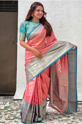 Weaving Tussar silk Saree in Rust SR27636