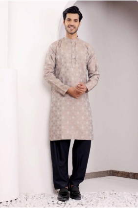 Light brown Viscose Weaving Men Kurta with Dupatta KURR307