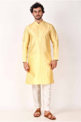 Weaving Art silk Lemon Men Kurta KURR343