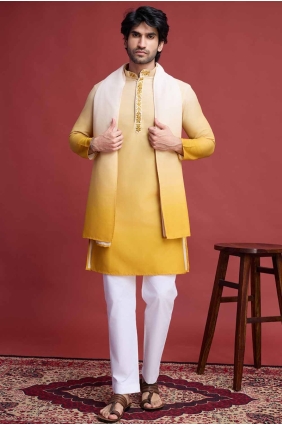 Mirror Men Kurta in Yellow Rayon INWU0025