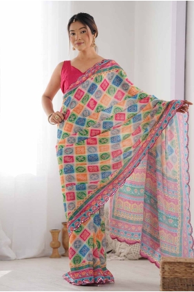 Multicolor Saree in Chiffon with digital print SR27784