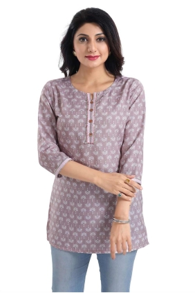 Digital print Rayon Kurti in Pink KTI2580