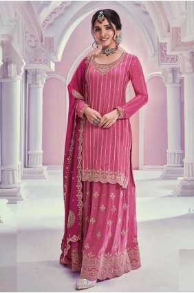 Pink Embroidered Chiffon Eid Pakistani Suit SS1197