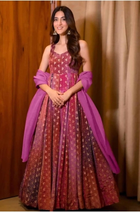 Gown Dress in Multicolor Chinon chiffon with Printed GW1021