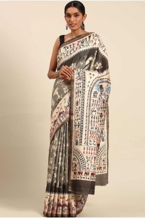 Brown Saree in Cotton with Printed SR27948