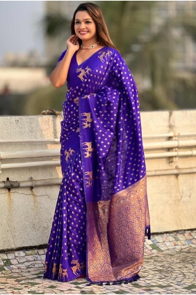 Voilet Saree with Weaving Silk SR27996