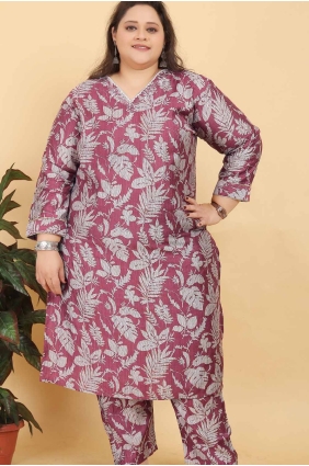 Pink Straight Pant Suit in Viscose with Digital print SK155005