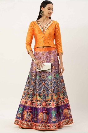 Satin Multicolor Lehenga Choli in Digital print LC8249