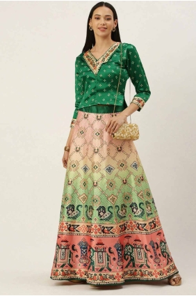 Multicolor Digital print Satin Lehenga Choli LC8251