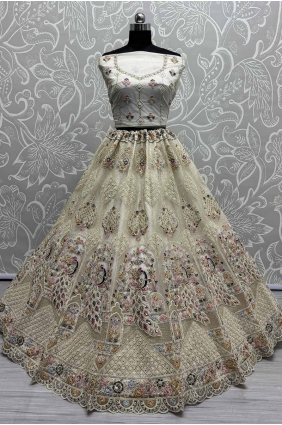 Net Bridal Lehenga Choli with Embroidered LC8271
