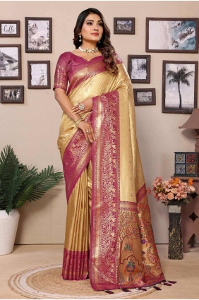 Banarasi silk Saree in Beige with Weaving SR28336