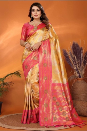 Banarasi silk Weaving Mustard Saree with Blouse SR28248