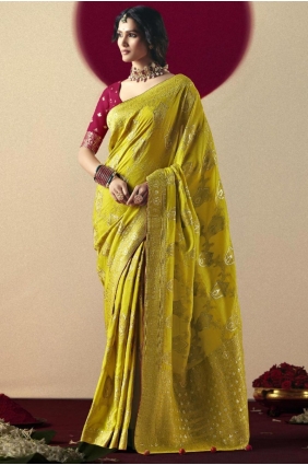 Yellow Weaving Saree in Bemberg SR28861