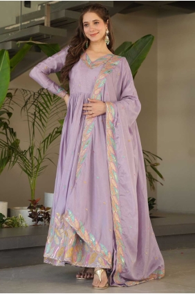 Purple Gown Dress in Embroidered Chiffon GW1143