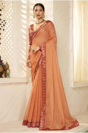 Chiffon Orange Saree in Printed SR28421