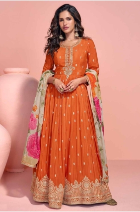 Chinon Anarkali Suit with Embroidered AS4105