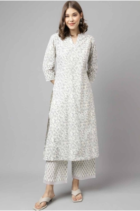 Cotton Kurti in Off white with Plain KTI2651