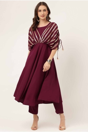 Crepe Kurti in Purple with Plain KTI2648