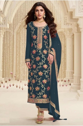 Dark grey Embroidered Viscose Eid Salwar Kameez SK155144