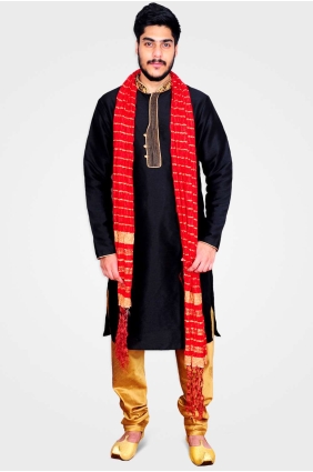 Black Art silk Men Kurta KURU0002
