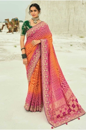 Georgette Wedding Saree with Weaving in Multicolor SR28844