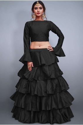 Dazzling Black Silk Lehenga Choli lcu0007
