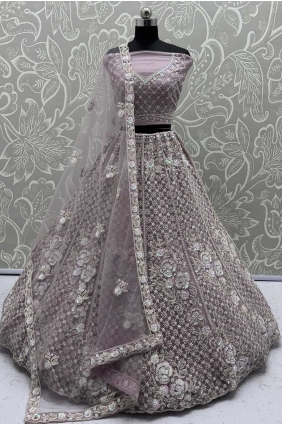 Mauve Net Lehenga Choli with Sequins LC8565