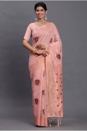 Light pink Linen Saree with Weaving SR29041