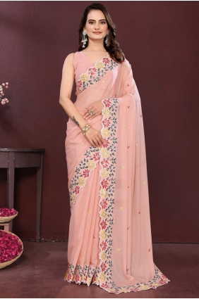 Light pink Weaving Georgette Saree SR28828