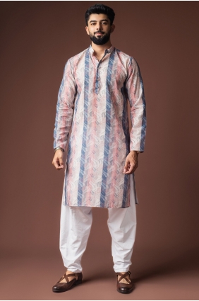 Multicolor Men Kurta in Digital print Linen KURR577