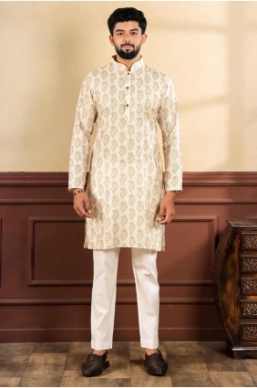 Linen Men Kurta with Digital print KURR471