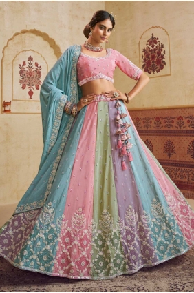 Multicolor Weaving Lehenga Choli in Chiffon LC8620