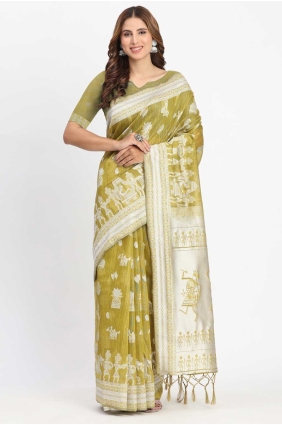 Mustard Weaving Linen Saree SR28677