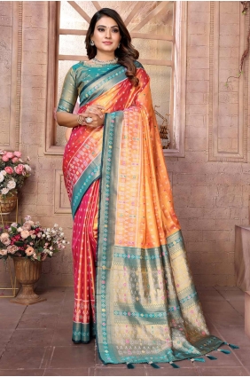 Orange Weaving Banarasi silk Saree SR28366