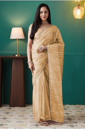 Saree in Yellow Organza with Weaving SR28727