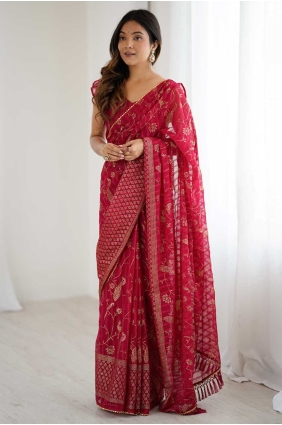 Georgette Saree with Weaving in Pink SR28847