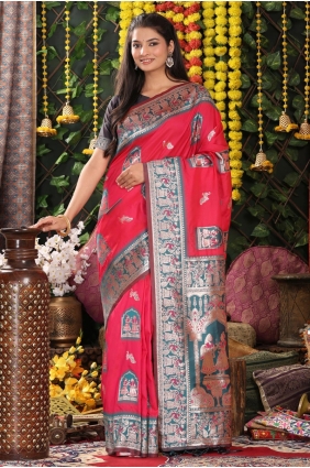 Pink Saree in Silk with Zari SR28938