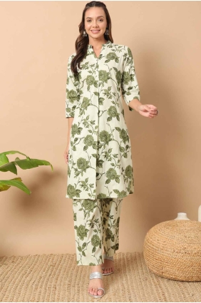 Pista green Printed Cotton Kurti KTI2665