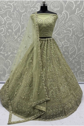 Pista Sequins Lehenga Choli in Net LC8569