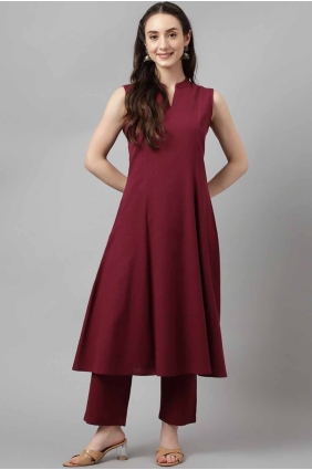Plain Kurti in Maroon Rayon KTI2662