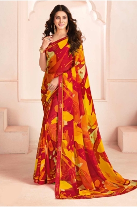 Printed Georgette Multicolor Saree with Blouse SR28407