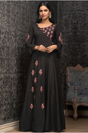 Black Cotton Gown GW0024