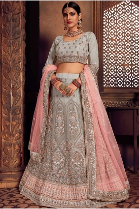 Light grey Net Lehenga Choli LCU2341